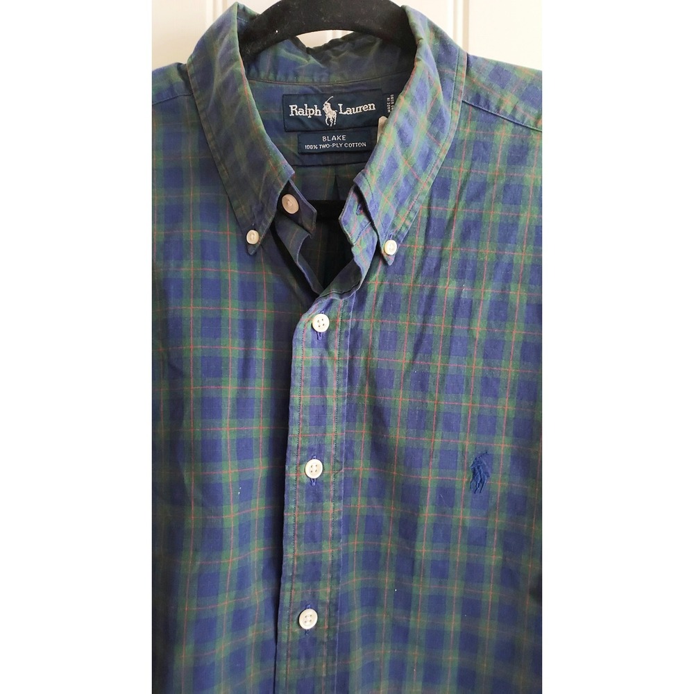 Ralph‎ Lauren Blake Men's Long Sleeve Plaid Button Down Shirt Size L 100% Cotton